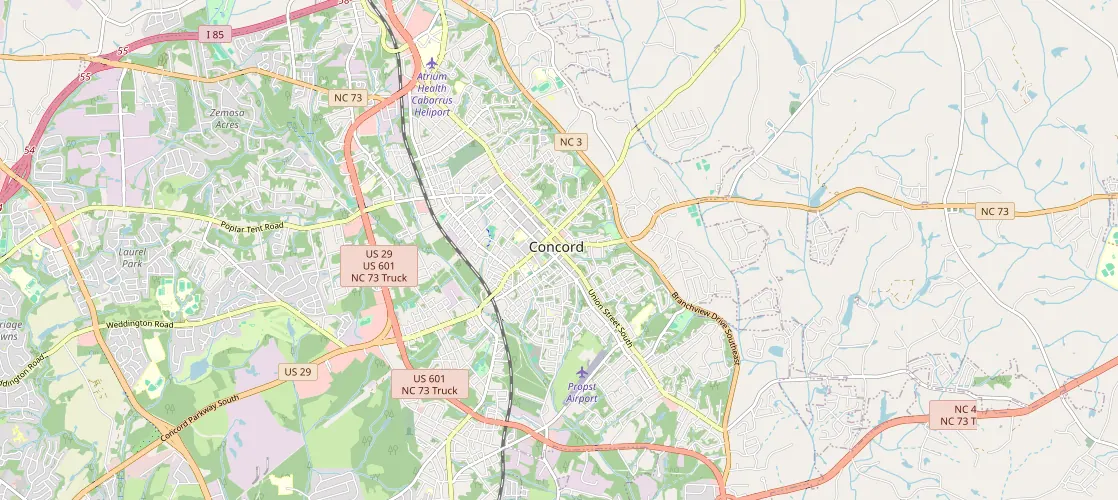 Map of Concord, North Carolina